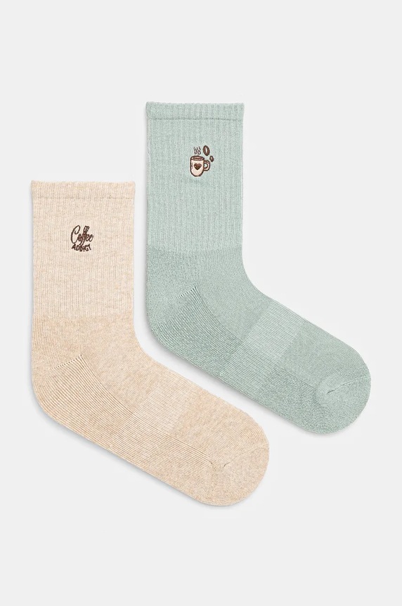 Skarpetki damskie z włóknem bambusowym z ozdobnym haftem (2-pack) kolor multicolor skarpetki długie multicolor RW24.LGDA18