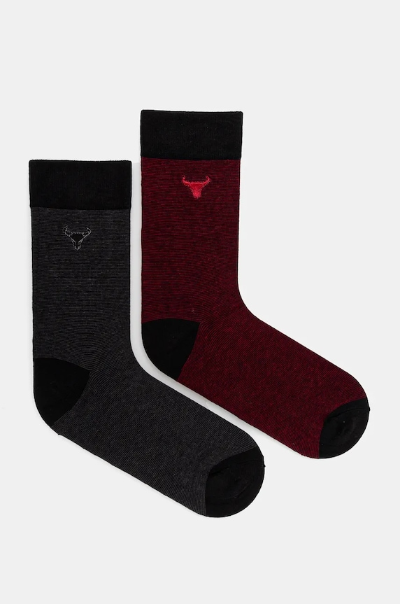 Skarpetki bawełniane męskie z ozdobnym haftem (2-pack) kolor multicolor skarpetki długie multicolor RW24.LGM603