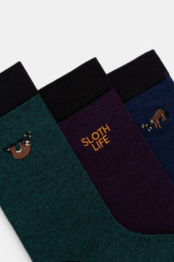 Bavlnené ponožky s ozdobnou výšivkou so zvieracím motívom (3-pack) viac farieb RW24-LGM604 viacfarebná RW24