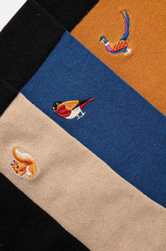 Bavlnené ponožky pánske s ozdobnou výšivkou so zvieracím motívom RW24.LGM606 viacfarebná RW24