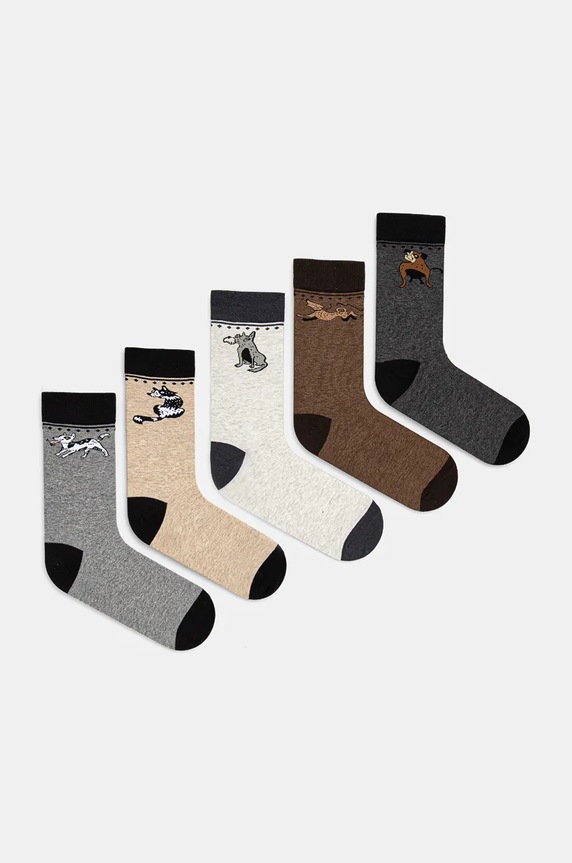 Skarpetki bawełniane męskie w psy (5-pack) kolor multicolor skarpetki długie multicolor RW24.LGM607