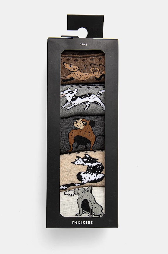 Odzież Skarpetki bawełniane męskie w psy (5-pack) kolor multicolor RW24.LGM607 multicolor