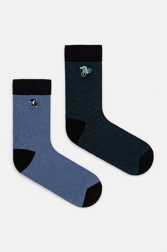 Skarpetki bawełniane męskie z ozdobnym haftem (2-pack) kolor multicolor skarpetki długie multicolor RW24.LGM609