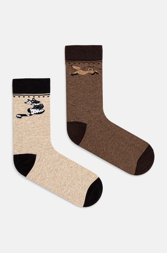 Skarpetki bawełniane męskie w psy (2-pack) kolor multicolor skarpetki długie multicolor RW24.LGM612