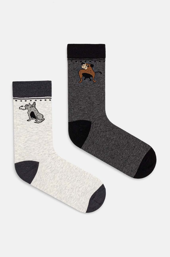 Skarpetki bawełniane męskie w psy (2-pack) kolor multicolor skarpetki długie multicolor RW24-LGM613