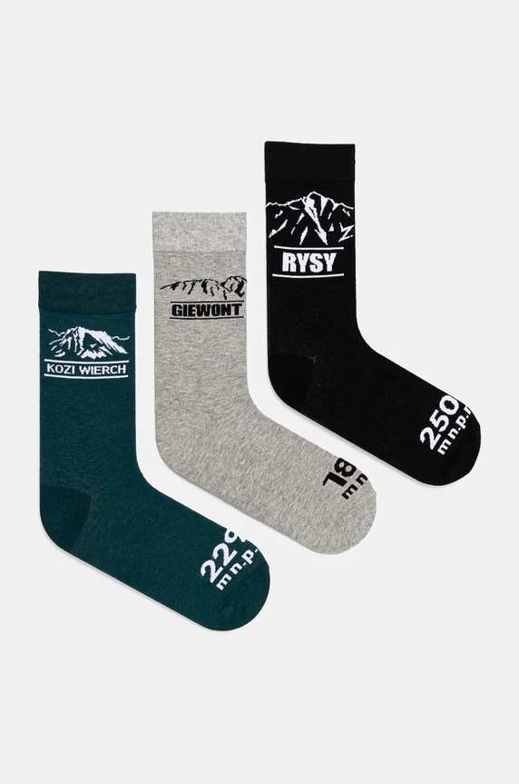 Skarpetki bawełniane męskie z górskim motywem (3-pack) kolor multicolor skarpetki długie multicolor RW24.LGM803