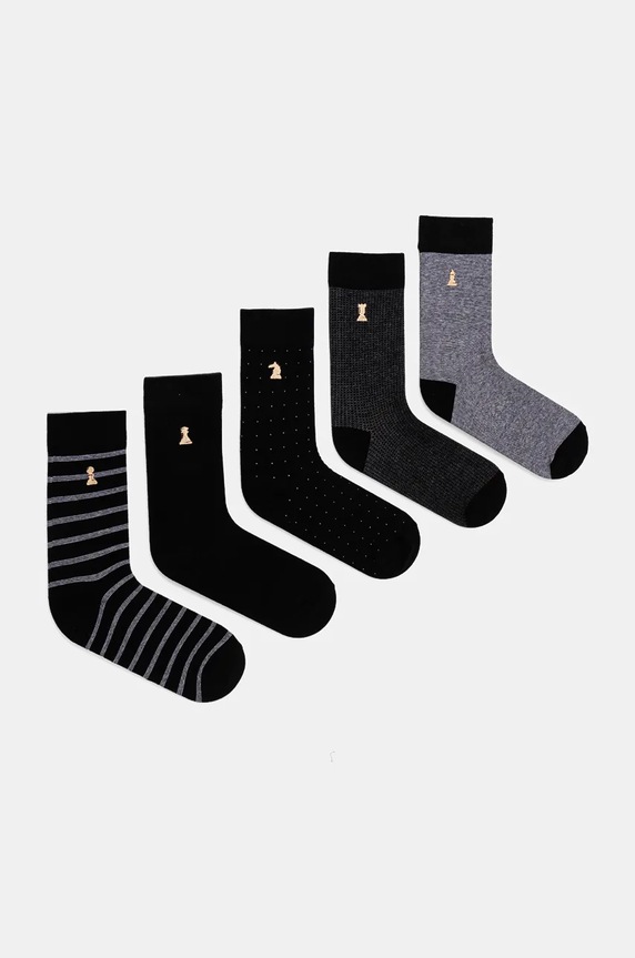 Skarpetki bawełniane męskie z ozdobnym haftem (5-pack) kolor multicolor skarpetki długie multicolor RW24.LGM807