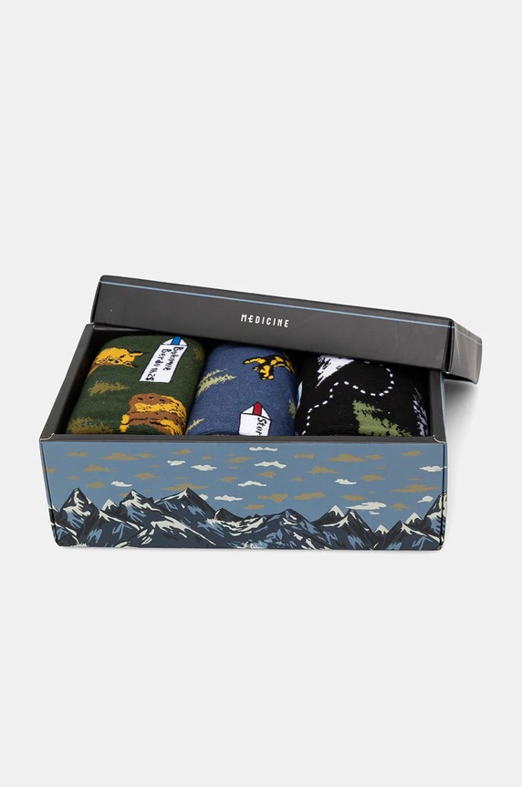 Odzież Skarpetki bawełniane męskie wzorzyste (3-pack) kolor multicolor RW24.LGM810 multicolor