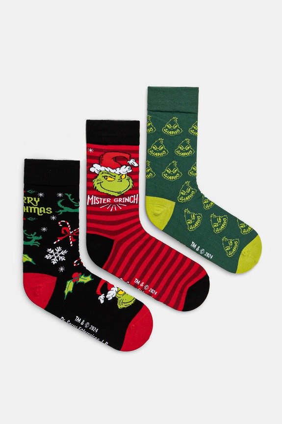 Skarpetki bawełniane męskie świąteczne Grinch (3-pack) kolor multicolor skarpetki długie multicolor RW24-LGM952