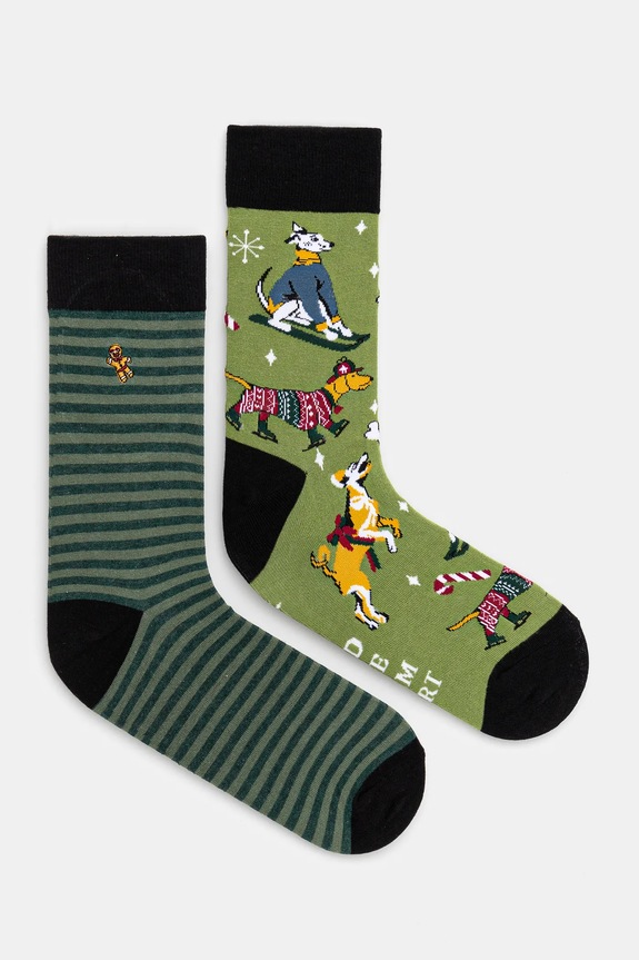 Skarpetki bawełniane męskie świąteczne (2-pack) kolor multicolor aplikacja multicolor RW24-LGMA28