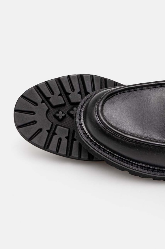 Kožené mokasíny dámské s ozdobnými prvky černá barva RW24-OBD301