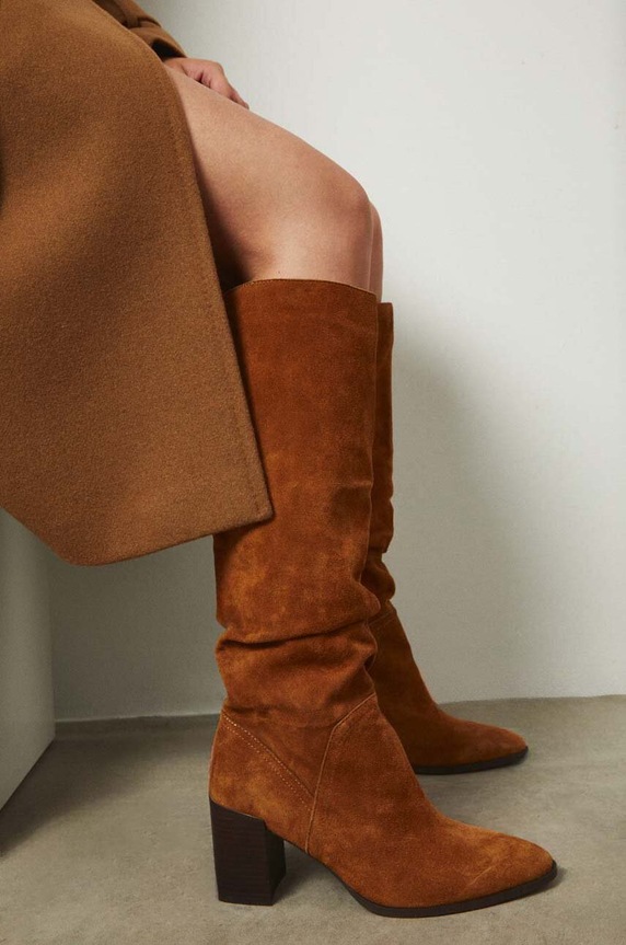 Μπότες σούετ Medicine 5-8 cm καφέ RW24-OBD306