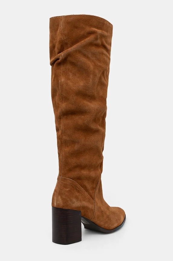 Kozaki zamszowe damskie kolor brązowy brązowy RW24-OBD306