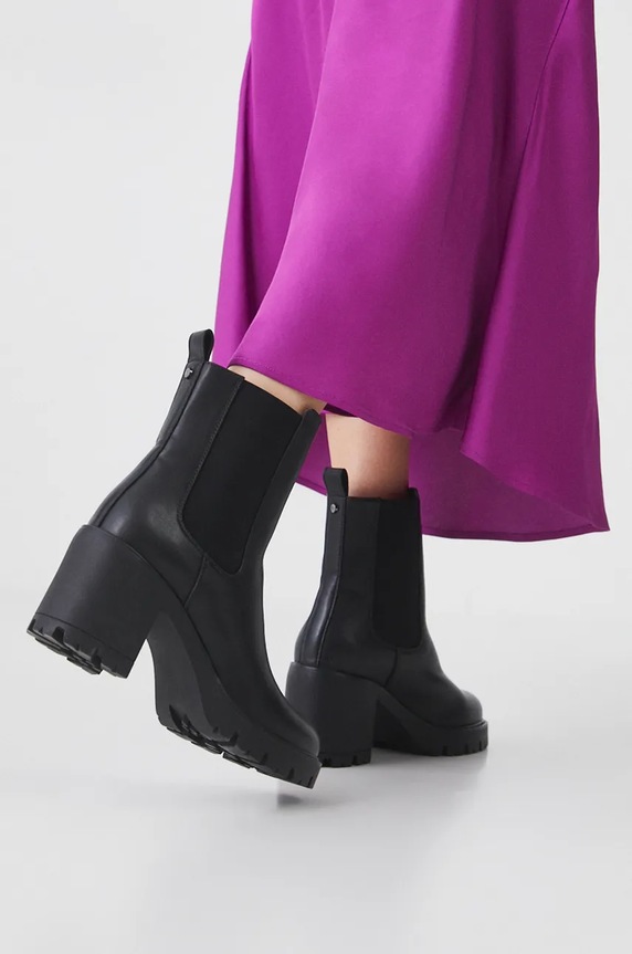 Nízké kozačky dámské s elastickou vložkou černá barva imitace kůže černá RW24-OBD404