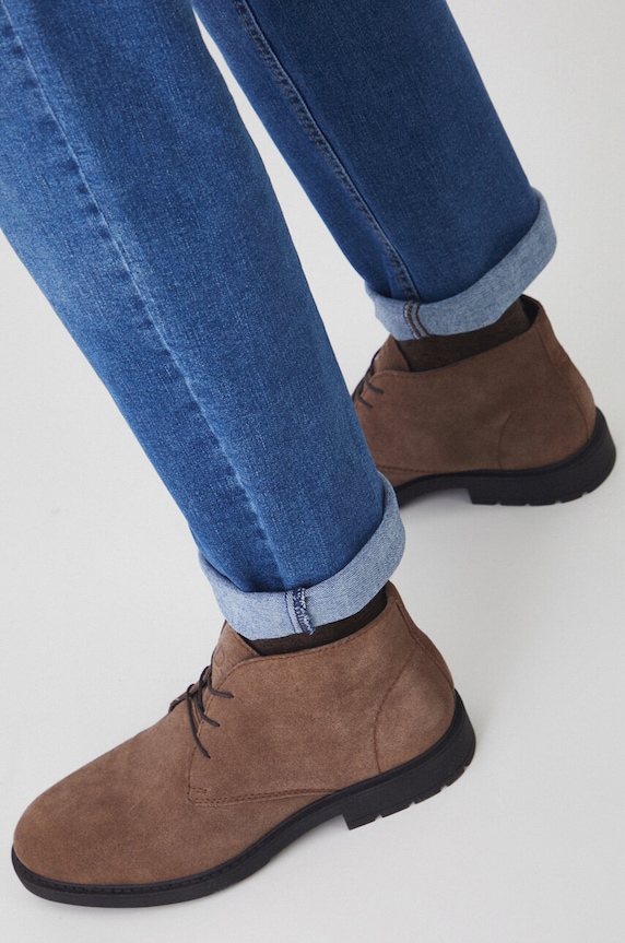 Półbuty zamszowe męskie sznurowane kolor brązowy eleganckie brązowy RW24-OBM307