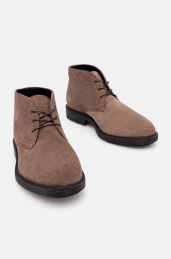 Półbuty zamszowe męskie sznurowane kolor brązowy RW24-OBM307