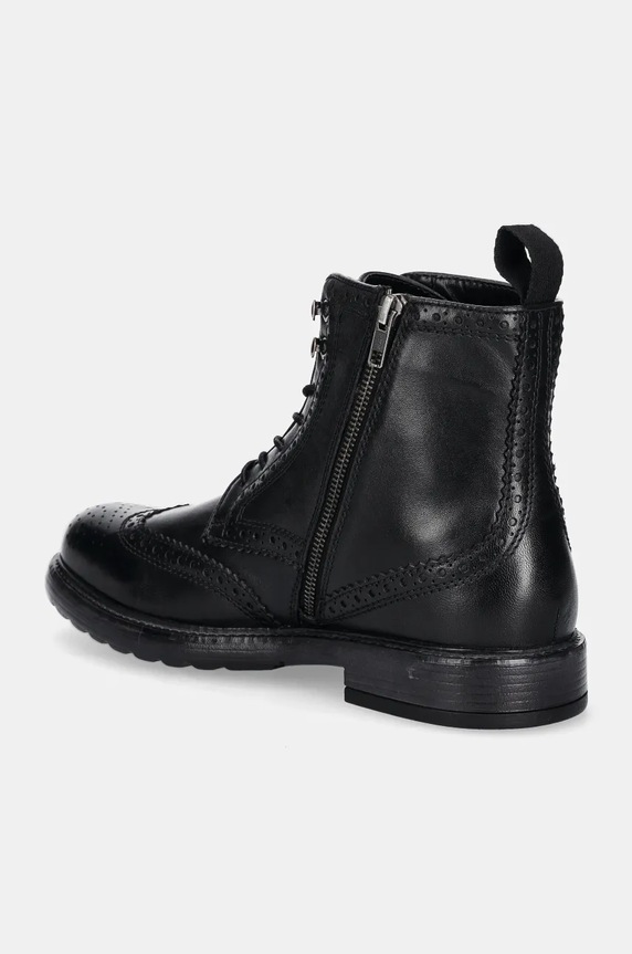 Kožené boty pánské s ozdobnými prvky černá barva černá RW24-OBM500