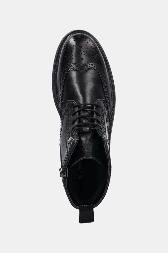 Kožené boty pánské s ozdobnými prvky černá barva RW24-OBM500 černá