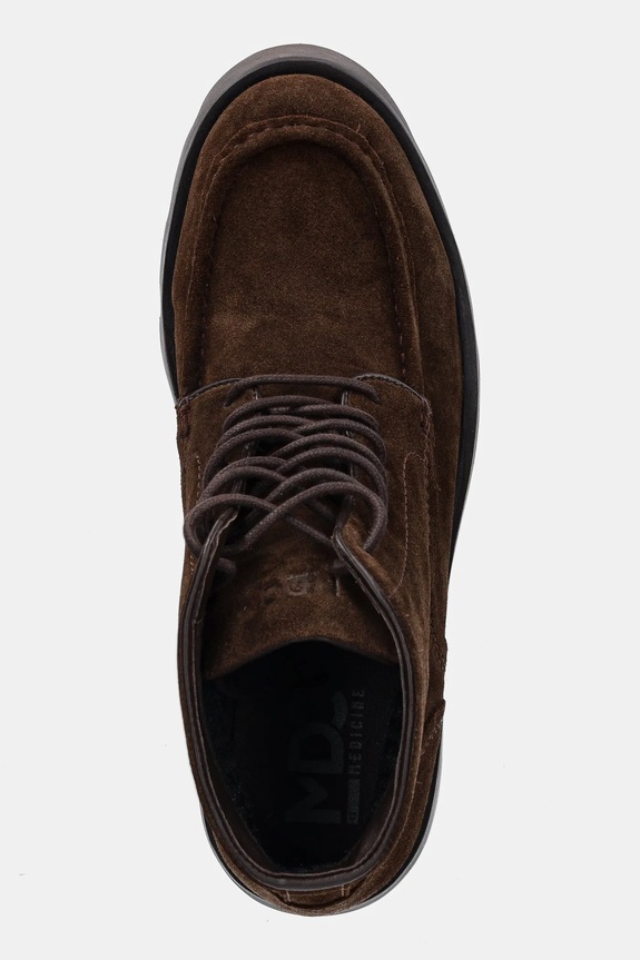 Buty zamszowe męskie z ozdobnymi przeszyciami kolor brązowy RW24-OBM505 brązowy