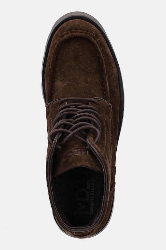 Buty zamszowe męskie z ozdobnymi przeszyciami kolor brązowy RW24-OBM505 brązowy