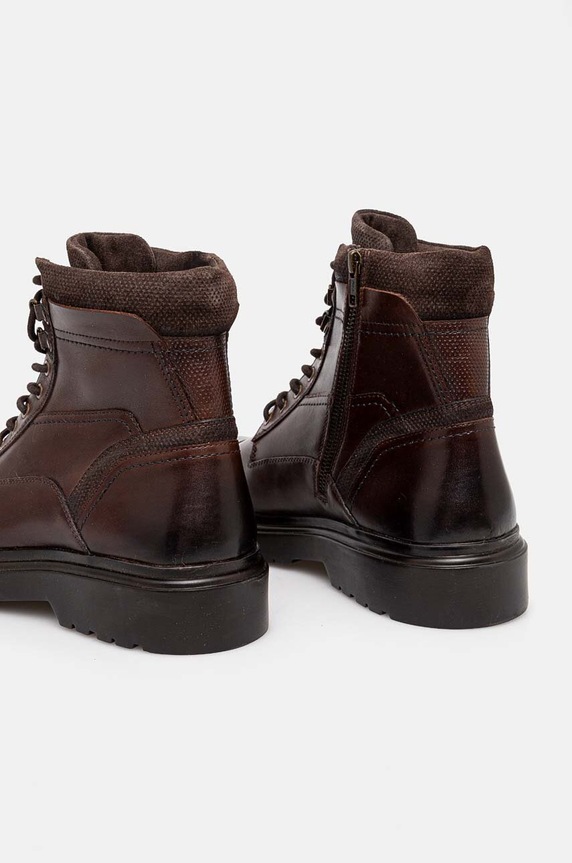Kotníkové boty pánské z kůže hnědá barva RW24-OBM610