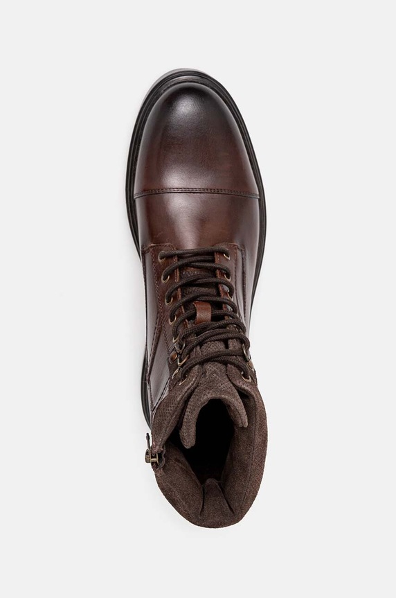 Kotníkové boty pánské z kůže hnědá barva hnědá RW24-OBM610