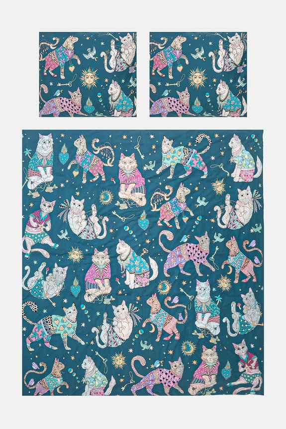 Sada bavlněných povlečení s kočičím vzorem, 200 x 200 cm více barev vícebarevná RW24.PCU901