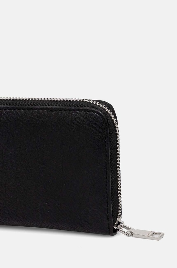 Portfel damski z imitacji skóry z aplikacją kolor czarny RW24-PFD301 czarny RW24