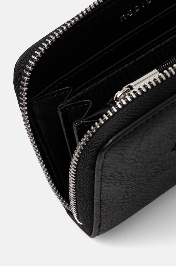 Akcesoria Portfel damski z imitacji skóry z aplikacją kolor czarny RW24-PFD301 czarny