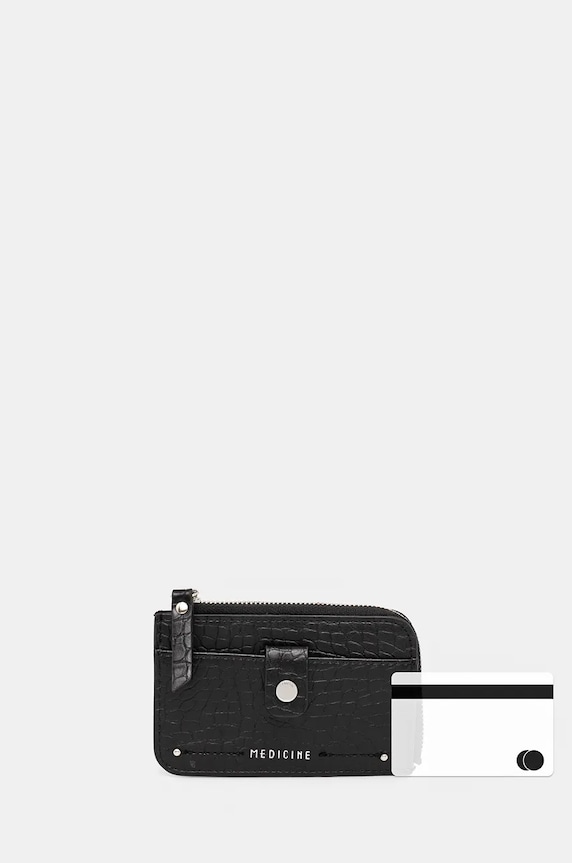 Etui na karty z imitacji skóry kolor czarny czarny RW24-PFD900