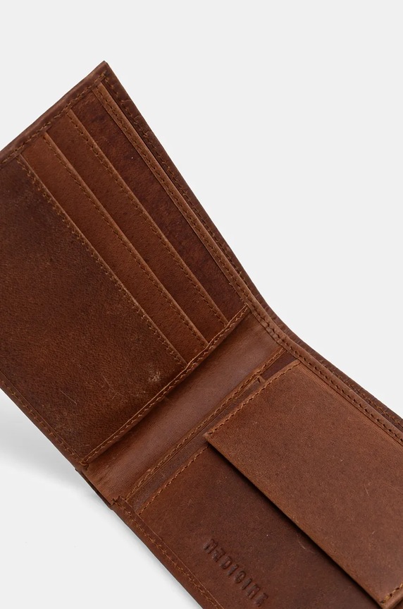 Akcesoria Portfel skórzany męski z fakturą kolor brązowy RW24.PFM501 brązowy