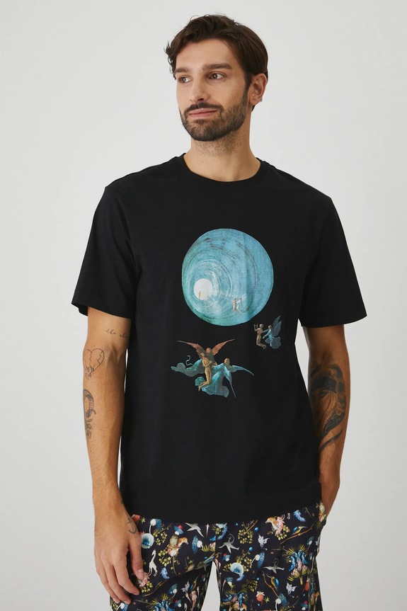 Odzież Piżama bawełniana męska wzorzysta kolor czarny RW24.PJMA04 czarny