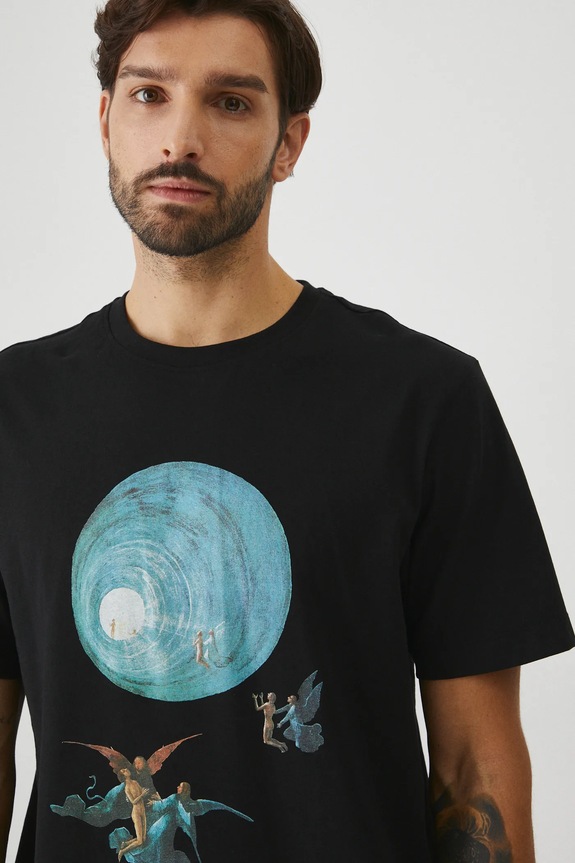 Piżama bawełniana męska wzorzysta kolor czarny RW24.PJMA04 czarny