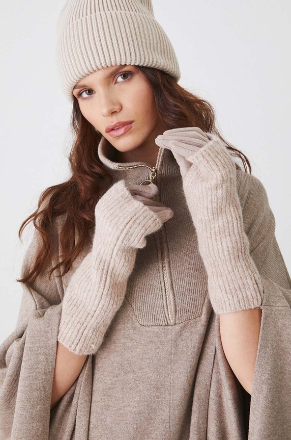 Rukavice s primjesom vune Medicine melanž bež RW24-RED501