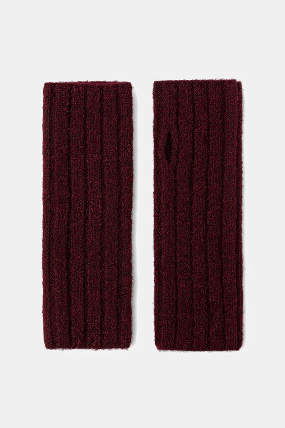 Rękawiczki mitenki damskie z domieszką wełny z domieszką wełny czerwony RW24-RED502