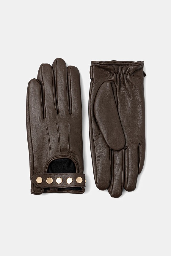 Kožne rukavice Medicine natpis smeđa RW24-RED503