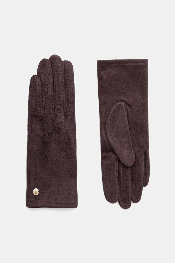 Rękawiczki damskie z dzianiny pozostałe brązowy RW24-RED801