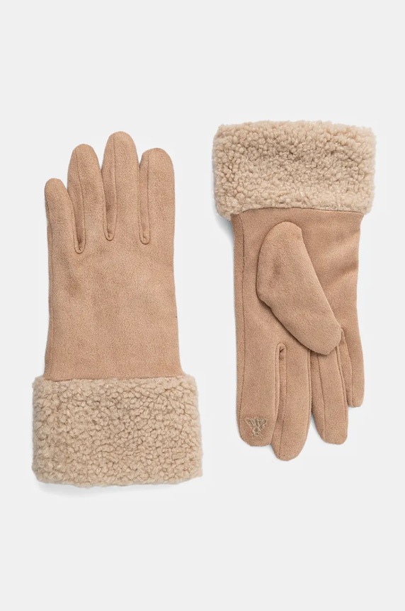 Rękawiczki damskie z futerkiem kolor beżowy pozostałe beżowy RW24-RED803