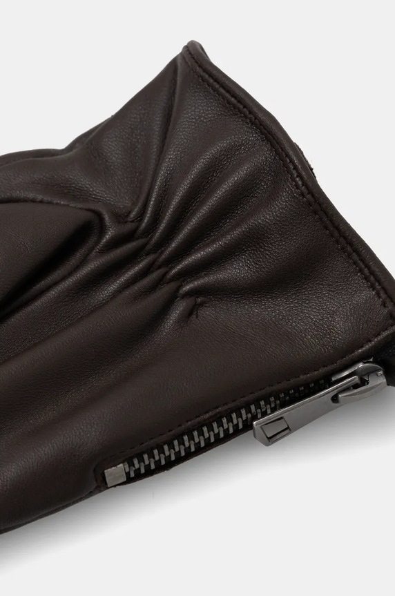 Rękawiczki skórzane męskie gładkie kolor brązowy RW24-REM602 brązowy RW24