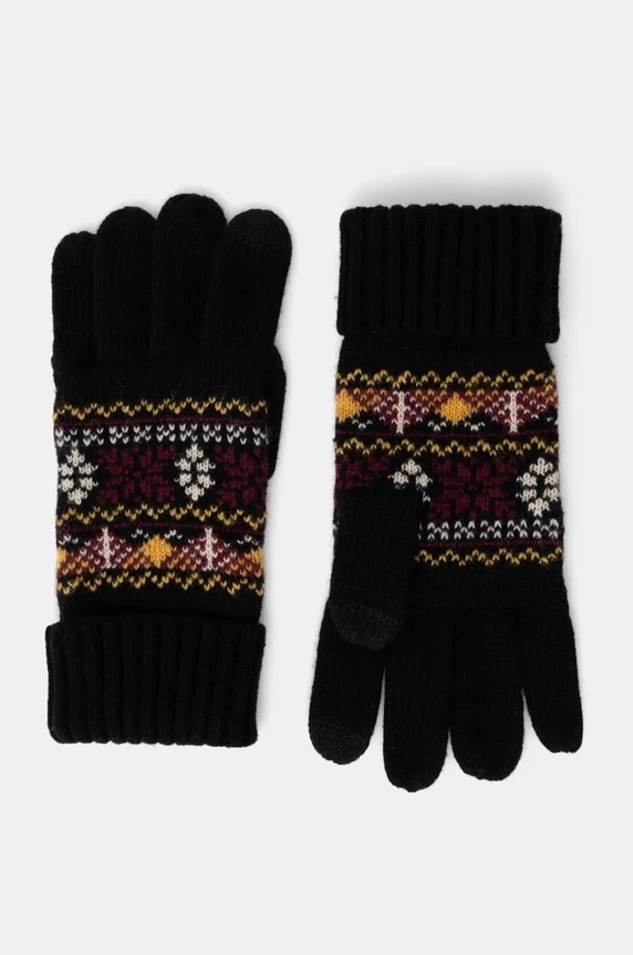 Rękawiczki z wełną męskie wzorzyste kolor multicolor wełna multicolor RW24-REM902