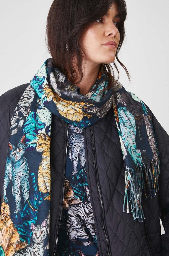 Szal damski w koty kolor multicolor tkanina multicolor RW24-SAD400