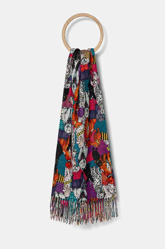 Szal damski w psy kolor multicolor tkanina multicolor RW24-SAD401