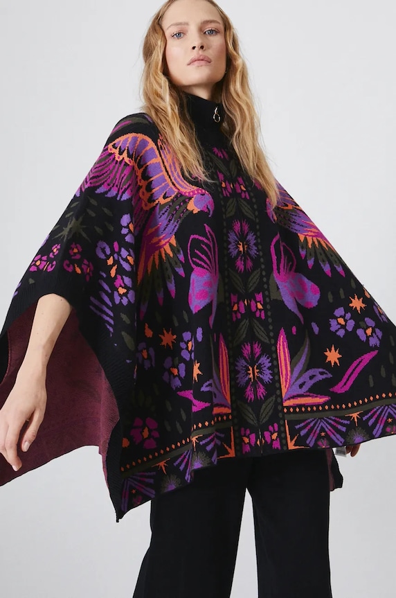 Poncho damskie wzorzyste kolor multicolor pozostałe multicolor RW24-SAD503