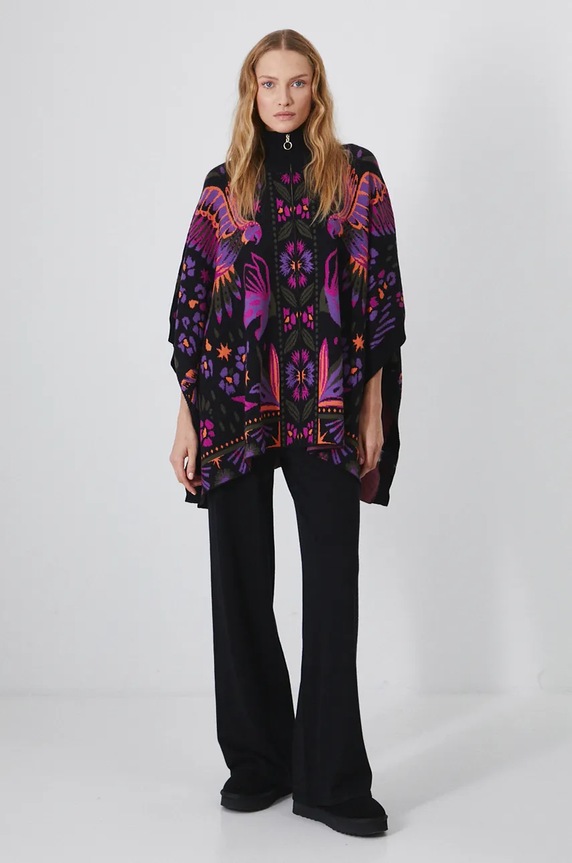 Poncho damskie wzorzyste kolor multicolor RW24-SAD503 multicolor RW24