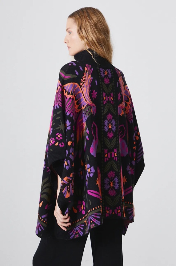 Odzież Poncho damskie wzorzyste kolor multicolor RW24-SAD503 multicolor