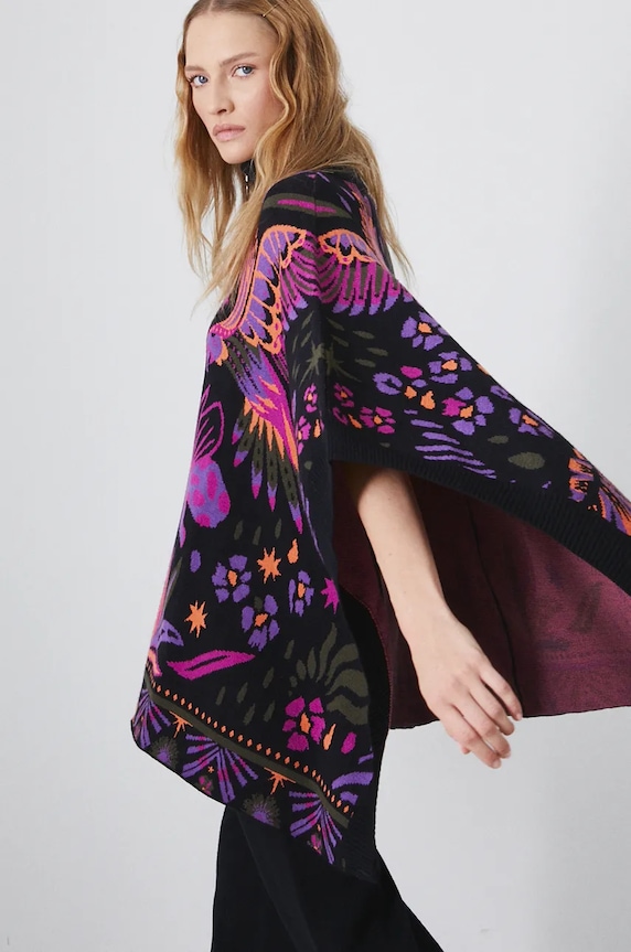 Poncho damskie wzorzyste kolor multicolor multicolor RW24-SAD503