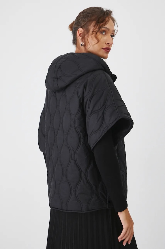 Odzież Poncho damskie pikowane kolor czarny RW24-SAD507 czarny