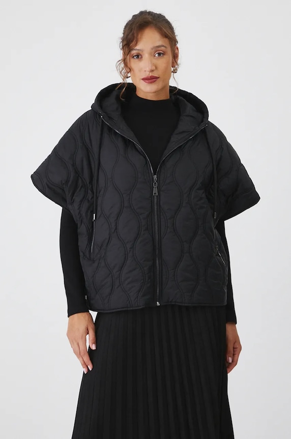 Poncho damskie pikowane kolor czarny czarny RW24-SAD507