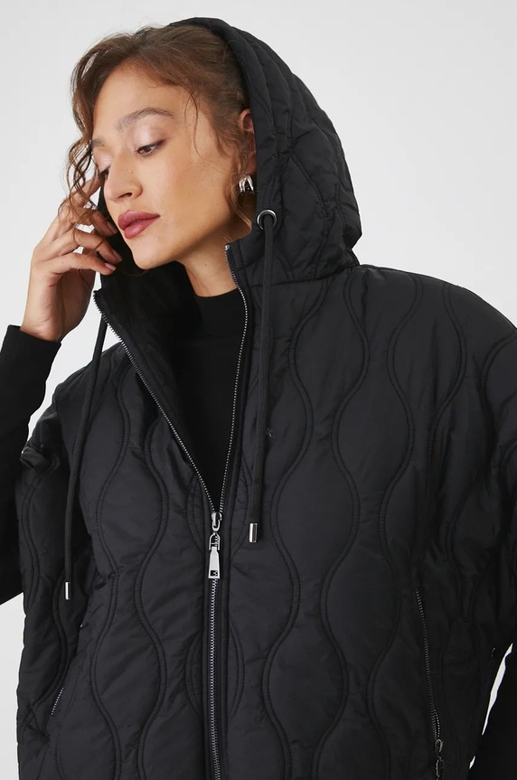 Poncho damskie pikowane kolor czarny RW24-SAD507