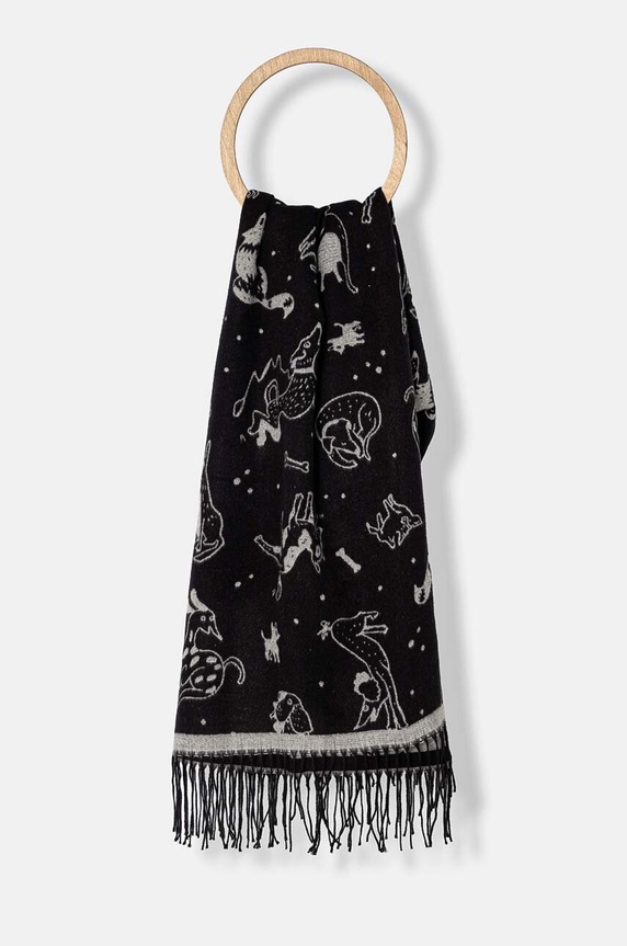 Šál dámsky čierna farba látka čierna RW24-SAD600